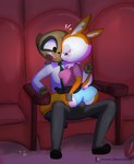 anthro blush butt duo erection female male male/female movie_theater seductive mautis_skunk aggretsuko sanrio chief_komiya tsunoda_(aggretsuko) antelope bovid gazelle herpestid mammal meerkat thomson's_gazelle true_antelope hi_res