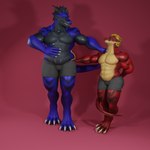 anthro blue_body boxers_(clothing) clothing duo hand_on_belly hand_on_shoulder happy looking_at_another male male/male musclegut muscular red_body simple_background smile underwear dergdrister mythology drister_(dergdrister) tyler_(dergdrister) dragon mythological_creature mythological_scalie scalie 1:1 3d_(artwork) digital_media_(artwork)