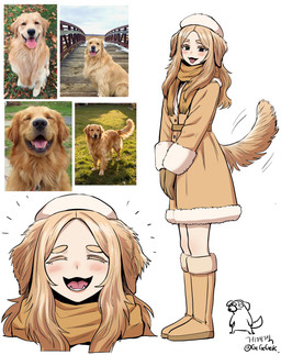 biped blonde_hair blush blush_lines boots brown_clothing brown_ears brown_eyes brown_gloves brown_handwear brown_tail clothed clothed_female clothed_humanoid clothing coat creature_and_personification cute_fangs eyelashes fangs female female_humanoid feral floppy_ears fluffy fluffy_tail footwear front_view fully_clothed fully_clothed_female fully_clothed_humanoid gloves hair handwear happy hat headgear headwear long_hair looking_at_viewer monotone_hair open_mouth open_smile orange_scarf photo_reference scarf shoes side_view simple_background smile solo standing tail tan_clothing tan_coat tan_topwear teeth tongue tongue_out topwear white_background gegegekman animal_humanoid bird_dog canid canid_humanoid canine canine_humanoid canis dog_humanoid domestic_dog golden_retriever humanoid hunting_dog mammal mammal_humanoid retriever 2026 absurd_res colored digital_media_(artwork) full-length_portrait headshot_portrait hi_res multiple_images portrait reference_image shaded signature