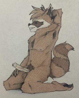 anthro armpit_hair balls body_hair brown_body brown_fur claws ear_piercing ear_ring erection finger_claws foreskin fur genitals hair humanoid_genitalia humanoid_penis male nipples nude pawpads penis piercing ring_piercing simple_background smile solo tail text tight_foreskin toe_claws bug_eater guardians_of_the_galaxy marvel marvel_rivals rocket_raccoon mammal procyonid raccoon absurd_res hi_res traditional_media_(artwork)