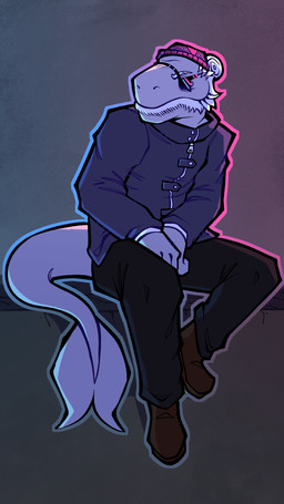alternate_costume anthro beard black_bottomwear black_clothing black_pants bottomwear clothed clothed_anthro clothed_male clothing eyewear facial_hair fingers footwear frown grey_background grey_body grey_clothing grey_hair grey_jacket grey_topwear hair hat headgear headwear humanoid_hands jacket long_tail male mature_anthro mature_male pants pose serious_face shoes short_hair simple_background sitting solo sunglasses tail topwear bookbin cavemanon_studios i_wani_hug_that_gator mr._ferris aquatic cetacean livyatan mammal whale 9:16 colored hi_res shaded