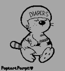 anthro armor clean_diaper clothed clothing diaper headgear helmet male simple_background solo tail text wearing_diaper poptartpamps heathcliff_and_the_catillac_cats heathcliff domestic_cat felid feline felis mammal digital_media_(artwork) monochrome pixel_(artwork)
