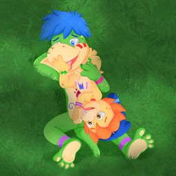 4_fingers 4_toes blue_hair countershade_body countershade_feet countershading erection feet fellatio fingers foot_fetish foot_lick foreskin genitals grass hair humanoid_genitalia humanoid_penis licking lying markings nude on_back on_grass on_ground oral partially_retracted_foreskin penile penis penis_lick plant plantigrade sex soles toes tongue tribal tribal_markings unretracted_foreskin young k_vicko dino_aventuras dino_(danonino) lip_(dino_aventuras) dinosaur prehistoric_species reptile scalie 1:1 2025 absurd_res hi_res
