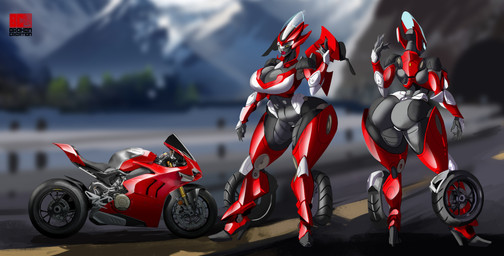 anthro breasts butt clothing female footwear high_heeled_feet high_heels machine motorcycle shoes solo vehicle djpuppeh hasbro takara_tomy transformers cybertronian living_machine living_motorcycle living_vehicle absurd_res hi_res
