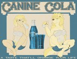 advertisement anthro athletic athletic_anthro beverage blonde_hair blue_eyes breasts clothing cola fake_advertisement female hair poster poster_template potion smile smiling_at_viewer soda solo species_transformation text torn_clothing transformation transformation_potion nothere3 yogoat canid canine human mammal werecanid werecreature absurd_res english_text hi_res