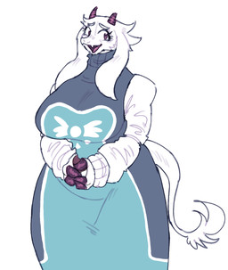 anthro big_breasts breasts brown_fingers brown_horn clothed clothing eyebrows female fluffy fluffy_ears fluffy_tail fully_clothed fur hooves horn huge_breasts long_ears long_tail smile smiling_at_viewer solo tail thick_eyebrows thick_thighs white_body white_ears white_fur wrinkles yanisp5 undertale undertale_(series) toriel boss_monster_(undertale) bovid caprine goat mammal