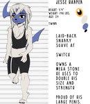 anthro athletic bottomwear chest_tuft claws clothing eyebrows male navel paws shirt shorts solo tank_top text topwear tuft yellow_eyes cosmonaut nintendo pokemon absol generation_3_pokemon pokemon_(species) english_text model_sheet