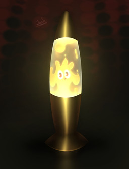 abstract_background anthro glowing lamp lava_lamp liquid male objectification red_eyes simple_background simple_eyes solo yellow_body yellow_glow conditional_dnp joxh sol_(joxh) bird_dog canid canine canis domestic_dog golden_retriever hunting_dog mammal retriever hi_res
