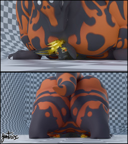 anthro belly big_belly big_butt black_body black_border black_fur border butt claws duo fur hair lying lying_on_another male male/male moobs nude obese obese_anthro obese_male on_top_of_another orange_body overweight overweight_anthro overweight_male simple_background tail teeth thick_thighs under_belly yellow_body yellow_fur yentrix gali_the_gila_(yentrix) yentrix_(yentrix) gila_monster helodermatid lizard reptile rexouium scalie 3d_(artwork) digital_media_(artwork) hi_res