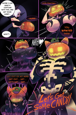 armor assimilation big_breasts black_latex bodysuit bound breasts clothing dialogue duo encasement female food for_a_head fruit goo_transformation headgear helmet holidays huge_breasts hypnosis identity_death latex latex_bodysuit latex_clothing latex_skinsuit latex_tentacles liquid_latex masked_female mind_control multicolored_bodysuit multicolored_clothing multicolored_skinsuit nipples oozed plant pumpkin pumpkin_head skinsuit slime takeover text thick_thighs tight_clothing transformation two_tone_bodysuit two_tone_clothing two_tone_skinsuit white_latex fattmana epic_games fortnite halloween dona_(fattmana) spice_(fortnite) human living_latex mammal object_head 2025 2:3 absurd_res comic english_text hi_res