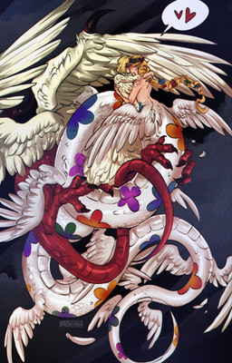 abstract_background apode arms_around_neck back_groove big_feet blonde_hair blush breasts chest_to_chest claws coiling coiling_another coiling_around_body duo eyes_closed feathered_breasts feathered_wings feathers feet female floating floral_markings flower flower_accessory flower_crown hair hands_on_shoulders heart_symbol hug humanoid_pointy_ears kissing legless light_body light_skin long_body long_hair long_tail loose_feather markings multi_wing nude plant pointy_ears ponytail red_body red_scales scales serpentine shoulder_blades speech_bubble spread_wings straight_hair tail tapering_tail taurified thick_tail white_body white_feathers white_scales wing_claws wings syiren delicious_in_dungeon mythology falin_touden marcille_donato avian draconcopode dragon dragon_taur humanoid_taur mythological_creature mythological_scalie scalie scalie_taur taur 2024 absurd_res hi_res painting_(artwork) shaded signature