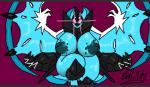 alternate_color anthro anthrofied big_breasts blue_nipples breasts female fusion glowing glowing_eyes nipples pink_eyes pokemorph solo thick_thighs wings echi101 nintendo pokemon bat dawn_wings_necrozma generation_7_pokemon legendary_pokemon lunala mammal necrozma pokemon_(species) letterbox