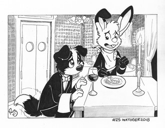 anthro candle clothed clothing container cup dipstick_ears door drinking_glass duo ear_markings floppy_ears food glass glass_container glass_cup glistening glistening_eyes head_tuft inside logo male male_anthro multicolored_ears open_mouth sitting tuft wine_glass pandapaco roni_(imroni) border_collie canid canine canis collie domestic_dog herding_dog lagomorph leporid mammal pastoral_dog rabbit sheepdog 2018 artist_logo dated monochrome signature sketch