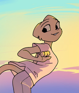 anthro female leaning leaning_forward looking_back side_view solo sunset tail filthypally microsoft prequel_adventure the_elder_scrolls katia_managan felid khajiit mammal