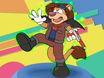 anthro back_wings black_boots black_clothing black_footwear boots bottomwear brown_bottomwear brown_clothing brown_jacket brown_pants brown_topwear clothing controller eyewear eyewear_on_head footwear game_controller gloves goggles goggles_on_head handwear jacket male nes_zapper nintendo_controller pants shoes solo surprised toony topwear toy toy_gun white_clothing white_gloves white_handwear wings kitsunekit nintendo nintendo_entertainment_system casandro felid lion mammal pantherine 4:3