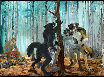 4_toes 5_fingers anal anal_penetration animal_genitalia animal_penis anthro anthro_on_anthro anthro_penetrated anthro_penetrating anthro_penetrating_anthro arm_markings balls bdsm bent_over biped bodily_fluids bodyguard_position bondage bound canine_genitalia canine_penis cheek_tuft claws clenched_teeth closed_smile countershade_balls countershade_border countershade_face countershade_fur countershade_genitalia countershade_neck countershade_tail countershade_torso countershading cum cum_drip cum_in_ass cum_in_mouth cum_inside cum_on_chest cum_on_leg cum_on_penis day digitigrade dipstick_tail dripping ear_markings ear_piercing ear_ring erection exhibitionism eyes_closed facial_tuft feet fellatio finger_claws fingers forest forest_background forest_sex from_behind_position fully_sheathed fur fur_markings fur_tuft genital_fluids genitals grass group group_nudity group_sex hair half-erect hand_on_another's_head hand_on_another's_hip hand_on_head hand_on_hip hands_above_head hands_tied hindpaw humanoid_hands irrumatio knot knot_in_sheath knotted_penis knotting larger_male leaking_precum log looking_at_another male male/male male_anthro male_penetrated male_penetrating male_penetrating_male markings monotone_body monotone_fur mouth_closed multicolored_body multicolored_fur narrowed_eyes nature nature_background nude nude_anthro nude_male on_grass on_ground on_log oral oral_penetration outdoor_nudity outside outside_sex paws penetration penile penile_penetration penis penis_in_ass penis_in_mouth piercing pinned pinned_to_tree plant precum precum_drip public public_nudity public_sex questionable_consent restraints ring_piercing rock rope rope_bondage sex sheath sheathed_while_penetrated short_hair sitting sitting_on_grass sitting_on_ground sitting_on_log size_difference slim slim_anthro slim_male smaller_male smaller_penetrated smile snout spread_legs spreading standing standing_sex tail tail_markings tail_motion tailwag teeth teeth_showing toe_claws toes tree tuft wood wrist_markings drmax jeffusherb amarok_(mesa17) davos fin_the_fox maro_lupus sirius_(serial_biter) canid canine canis coyote hyena mammal wolf artist_collaboration digital_media_(artwork) hi_res
