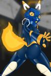 android anthro anus breasts butt domestic_cat e621 esix felid feline felis female genitals hi_res looking_at_viewer looking_back machine mammal mascot nipples nude open_mouth pussy robot smugguu solo thick_thighs tongue wide_hips yellow_eyes