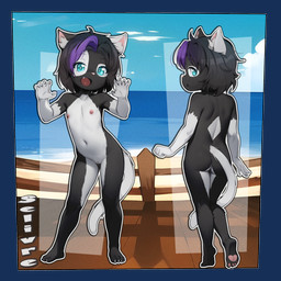 5_fingers anthro butt eyebrows feet female fingers front_view genitals hair happy loli looking_at_viewer looking_back navel nipples nude open_mouth pawpads paws rear_view soles solo tail teeth toes tongue vulva young young_anthro young_female sicmop selivre_(ishirathewolf) domestic_cat felid feline felis mammal 1:1 2023 alpha_channel digital_media_(artwork) hi_res model_sheet