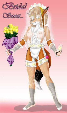 anthro areola black_nose champagne_glass clothing container cup dipstick_ears dipstick_tail drinking_glass ear_markings eyewear female flower fur genitals glass glass_container glass_cup glasses gloves_(marking) hair leg_markings legwear markings multicolored_ears nipples orange_body orange_fur orange_hair plant shaved_breasts socks_(marking) solo tail tail_markings text thigh_highs translucent translucent_clothing vulva wedding_veil style_wager canid canine fox mammal character_request english_text