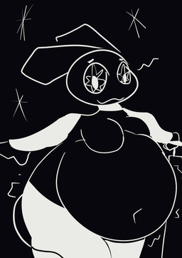 air_inflation anthro belly bicycle_pump big_belly black_and_green breasts featureless_breasts female hose hose_in_butt hose_inflation huge_belly huge_hips huge_thighs hyper hyper_belly hyper_inflation inflation navel object_in_ass solo thick_thighs wide_hips 6saw789 vib-ribbon vibri lagomorph leporid mammal rabbit 2024 absurd_res digital_drawing_(artwork) digital_media_(artwork) hi_res monochrome