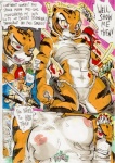 anthro areola big_breasts breasts chinese_mountain_cat comic daigaijin dialogue dreamworks english_text erect_nipples fan_character felid feline felis female group kung_fu_panda lynx male mammal master_tigress nipples nude pantherine student_mei_ling text tiger