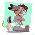 anthro clothed clothed_anthro clothed_male clothing diaper diaper_bulge diaper_only feces full_diaper male male_anthro plushie relieved smelly soiled_diaper soiling solo toddler topless unclean_diaper used_diaper young young_anthro young_male rexam-1 animate_inanimate lagomorph leporid living_plushie mammal rabbit 1:1 digital_drawing_(artwork) digital_media_(artwork) hi_res