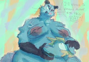 anthro armpit_hair big_breasts bodily_fluids body_hair breasts dialogue duo eyewear female glasses nipple_piercing nipples overweight piercing sweat smashmat desamistesae_fafratarello_flumendo_styx waylon_(thecosmicwolf33) american_opossum mammal marsupial murid murine rat rodent virginia_opossum hi_res