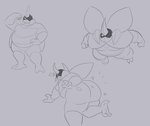 anthro belly big_butt butt horn insect_wings male slightly_chubby slightly_chubby_male solo spread_wings thick_thighs wings redeyedgazer bug_fables moonsprout_games kabbu_(bug_fables) arthropod beetle insect hi_res monochrome