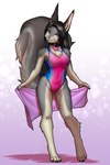 anthro arm_tuft backless_swimsuit big_tail bisexual_pride_colors black_hair breasts chest_tuft clothing collar collarbone digitigrade eyebrow_through_hair eyebrows eyelashes female fluffy fluffy_tail fur gradient_background grey_body grey_fur hair heart_collar highleg inner_ear_fluff lgbt_pride long_ears looking_at_viewer multicolored_clothing multicolored_one-piece_swimsuit multicolored_swimwear one-piece_swimsuit pride_color_clothing pride_color_one-piece_swimsuit pride_color_swimwear pride_colors purple_eyes shoulder_tuft simple_background slim small_breasts smile solo sport_swimsuit swimwear tail thigh_gap towel translucent translucent_hair tuft mykegreywolf lilac_(mykegreywolf) mammal rodent sciurid tree_squirrel 2023 2:3 absurd_res hi_res