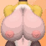 anthro areola big_breasts blush body_blush bouncing_breasts breast_blush breasts crossgender female fur hands_behind_back huge_breasts mottled mtf_crossgender navel nipples nude pink_areola pink_nipples simple_background solo stripes white_body wide_hips yellow_body knockedoutdragon nintendo pokemon yakob_(farran_height) ampharos generation_2_pokemon girafarig hybrid_pokemon mammal pokemon_(species) 1:1 animated low_res short_playtime