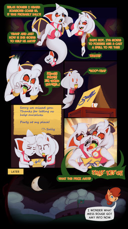 anthro breasts dialogue duo female holidays red_sclera speech_bubble text white_body 7-light-of-shadows-7 halloween sega sonic_the_hedgehog_(series) amy_rose rouge_the_bat ghost spirit 2021 9:16 comic english_text hi_res