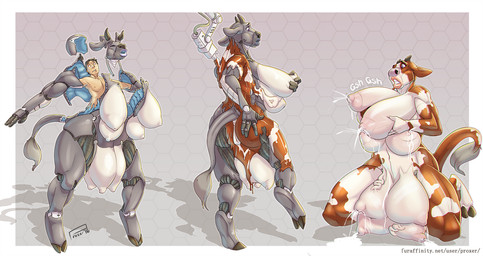 4_breasts animal_genitalia anthro anus base_one_layout basic_sequence big_breasts blue_eyes bodily_fluids breast_expansion breasts breasts_and_teats butt clenched_teeth cybernetics expansion female gender_transformation genitals horn huge_breasts human_to_anthro lactating linear_sequence machine male mtf_transformation multi_breast navel nipples nude one_row_layout solo species_transformation suit_transformation surprised teats teeth three_frame_image three_frame_sequence transformation transformation_sequence udders veiny_udders vulva proxer bovid bovine human mammal 2016 hi_res sequence