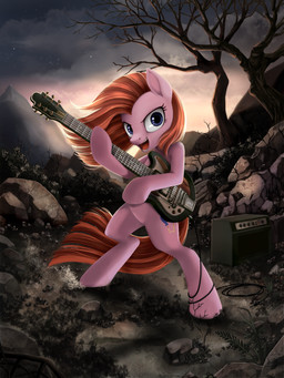 amplifier blue_eyes cloud cutie_mark dead_tree electric_guitar female guitar hair looking_at_viewer musical_instrument night outside pink_hair plant playing_guitar playing_music plucked_string_instrument rock solo standing star straight_hair string_instrument tree ponykillerx friendship_is_magic hasbro my_little_pony pinkamena_(mlp) pinkie_pie_(mlp) earth_pony equid equine horse mammal pony 2013 3:4 hi_res
