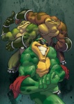 abs anthro armor belt biceps clothed clothing eyewear flexing glasses group male muscular muscular_male pecs pose sunglasses topless thechamba battletoads rareware pimple_(battletoads) rash_(battletoads) zitz_(battletoads) amphibian frog toad_(frog)