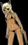 alternative_fashion bikini black_background blonde_hair circlet clothed clothing dark_body dark_skin female ganguro_(fashion) gyaru hair j-fashion lowleg lowleg_bikini outline short_hair simple_background skimpy solo swimwear tail two-piece_swimsuit white_outline miromu final_fantasy final_fantasy_xi square_enix animal_humanoid cat_humanoid felid felid_humanoid feline feline_humanoid humanoid mammal mammal_humanoid mithra