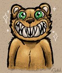 anthro fangs fur green_eyes happy looking_up male orange_body orange_fur smile solo teeth teeth_showing deidad_dissitum unicorn_wars sonrisas_(unicorn_wars) bear mammal