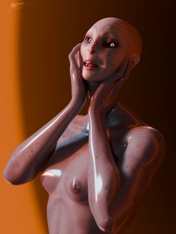 2_fingers athletic athletic_female bald black_sclera bodysuit clothing facial_markings female fingers forked_tongue glowing glowing_eyes head_markings markings nipples nipples_visible_through_clothing pale_skin pink_tongue playful sharp_teeth silly_face simple_background skinsuit small_nose solo spots spotted_markings suit teeth tight_clothing tongue tongue_between_teeth tongue_out translucent translucent_clothing mercymej bioware electronic_arts mass_effect tali'zorah alien alien_humanoid humanoid quarian 3d_(artwork) absurd_res blender_(artwork) blender_cycles_(artwork) digital_media_(artwork) hi_res