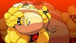 anthro belly biceps big_belly big_muscles bowser_logo bracelet claws clothing collar hair hand_on_belly holding_leash holding_object horn huge_belly huge_muscles hyper hyper_belly hyper_muscles jewelry leash looking_at_viewer male muscular muscular_anthro muscular_male orange_background pecs quads shell simple_background smile solo sound_effects spiked_bracelet spiked_collar spiked_shell spikes spikes_(anatomy) standing text thick_thighs underwear dandicoot_(artist) mario_bros nintendo bowser koopa scalie 16:9 2020 english_text hi_res widescreen