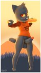 anthro balls baseball_bat bat_(object) blue_body blue_fur border bottomless clothed clothing dreamworks_smirk forest fur genitals gynomorph humanoid_genitalia humanoid_penis intersex paws penis plant red_eyes shirt smile smirk solo sunset t-shirt topwear tree white_border owo_sfm night_in_the_woods mae_borowski domestic_cat felid feline felis mammal 3d_(artwork) 9:16 digital_media_(artwork) hi_res source_filmmaker_(artwork)