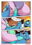 breasts clothing comic dialogue dragon female generation_5_pokemon generation_6_pokemon genitals goodra goopyarts hi_res male mythological_creature mythological_scalie mythology nintendo pokemon pokemon_(species) scalie seismitoad thick_thighs wide_hips