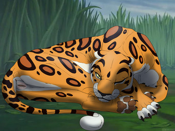anatomically_correct anatomically_correct_genitalia anatomically_correct_vulva animal_genitalia animal_vulva anus barely_visible_anus blush bodily_fluids body_blush butt claws curled_up feline_genitalia feline_vulva female feral fur genital_fluids genitals leopard_spots looking_at_viewer markings multicolored_body multicolored_fur one_eye_closed outside presenting presenting_hindquarters presenting_vulva pupils slit_pupils solo spots spotted_body spotted_fur tail tail_anus text vaginal_fluids vulva vulva_blush backlash91 conditional_dnp disney tarzan_(disney) sabor felid leopard mammal pantherine 2022 4:3 digital_drawing_(artwork) digital_media_(artwork) english_text hi_res