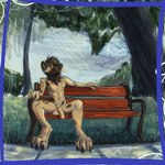 anthro balls bench claws exhibitionism eyewear flaccid foreskin genitals glasses hair looking_at_viewer male nipples nude outside park park_bench penis plant pubes public sitting solo teeth tree kittee_mortis john_ricardo african_wild_dog canid canine mammal 1:1 digital_media_(artwork) hi_res