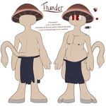 3_fingers bottomwear clothing digitigrade fingers fungus hooves loincloth male mushroom solo tail thanderfungi thander_(thanderfungi) elemental_creature elemental_humanoid fungi_fauna fungi_humanoid humanoid mushroom_humanoid mycosapien absurd_res hi_res model_sheet