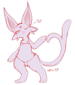 anthro bikini bikini_bottom bikini_top clothing female forehead_gem gem heart_symbol looking_at_viewer one_eye_closed open_mouth semi-anthro solo standing swimwear tail two-piece_swimsuit wink winking_at_viewer yakiniku628 nintendo pokemon eeveelution espeon generation_2_pokemon pokemon_(species) hi_res