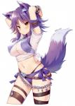 alternative_fashion breasts cleavage clothed clothing female hair hands_behind_head j-fashion purple_hair solo translucent translucent_clothing yellow_eyes mauve_(artist) cygames princess_connect! princess_connect!_re:dive animal_humanoid canid canid_humanoid canine canine_humanoid fox_humanoid humanoid mammal mammal_humanoid 2019