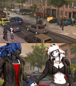 anthro barefoot beanie big_breasts black_clothing black_crop_top black_hair black_highlights black_jacket black_shirt black_topwear blue_body blue_eyes blue_fur blue_hair bottomwear breasts car chest_tattoo cleavage clothed clothing crop_top curvy_figure denim denim_bottomwear denim_clothing detailed_background feet female fluffy fluffy_tail fur grey_body grey_fur group hair hand_holding hat headgear headwear heterochromia highlights_(coloring) jacket jeans leather leather_clothing leather_jacket leather_topwear long_hair long_tail male male/female midriff multicolored_body multicolored_fur multicolored_hair navel outside pants ponytail red_clothing red_shirt red_tank_top red_topwear shirt street tail tank_top tattoo teal_eyes thick_thighs topwear two_tone_hair vehicle voluptuous voluptuous_anthro voluptuous_female white_body white_fur white_hair wide_hipped_anthro wide_hipped_female wide_hips atoastedorange petruz_(modeler) warfaremachine_(modeler) riley_(atoastedorange) zero_valentine canid canine canis fox human mammal murid murine rat rodent wolf 2025 3d_(artwork) digital_media_(artwork) hi_res source_filmmaker_(artwork)