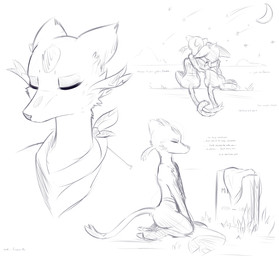 anthro duo entwined_tails eyes_closed female kneeling larger_female male male/female moon outside pawpads scarf shooting_star simple_background size_difference sky smaller_male snout star starry_sky tail tail_coil text tombstone water white_background meraence nintendo pokemon vicious_kitty domestic_cat felid feline felis generation_5_pokemon mammal mienshao pokemon_(species) 2016 digital_drawing_(artwork) digital_media_(artwork) english_text sketch