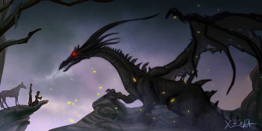 detailed_background extreme_size_difference feral group membrane_(anatomy) membranous_wings open_mouth size_difference spikes spikes_(anatomy) tail teeth wings x-zelfa mythology dragon equid equine horse human mammal mythological_creature mythological_scalie scalie 2015 2:1 digital_media_(artwork) hi_res
