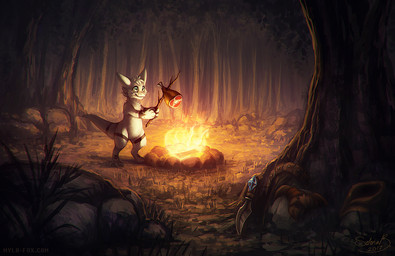 anthro black_markings campfire closed_smile dagger featureless_crotch food forest fur glistening glistening_eyes hair male markings meat melee_weapon mouth_closed nude outside plant rock short_hair smile solo standing tail three-quarter_view tree weapon white_body white_fur white_hair mylafox mythology dragon furred_dragon furred_scalie mythological_creature mythological_scalie scalie 2017 dated signature