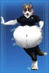 anthro anthro_pred belly big_belly big_breasts bodily_noises breasts clothing different_sound_effects digestion female female_anthro female_pred glurk glut gurgle_(sound_effect) huge_belly midriff navel onomatopoeia oral_vore police police_officer police_uniform rumbling_stomach same_size_vore shortened_sound_effect simple_background solo sound_effect_variant sound_effects text uniform unseen_prey vore vowelless vowelless_sound_effect blizzieart canid canine canis domestic_dog mammal 2:3 digital_media_(artwork) hi_res